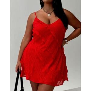 Princess Polly Lars Mini Dress‎ Red Plus Size 18 Cherry